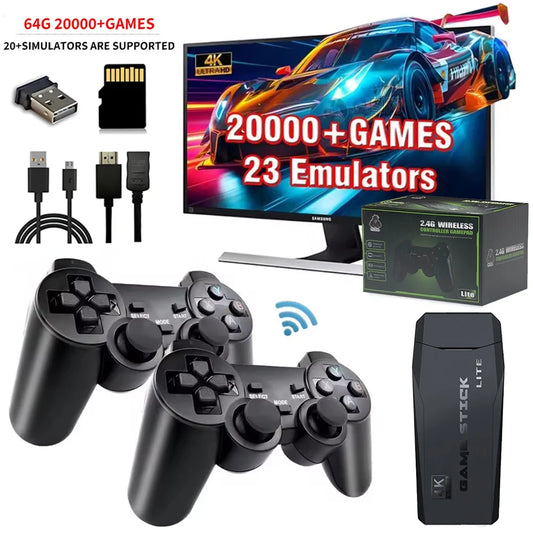 Console rétro M8 4K avec 20000 jeux intégrés et double manette sans fil 2.4G